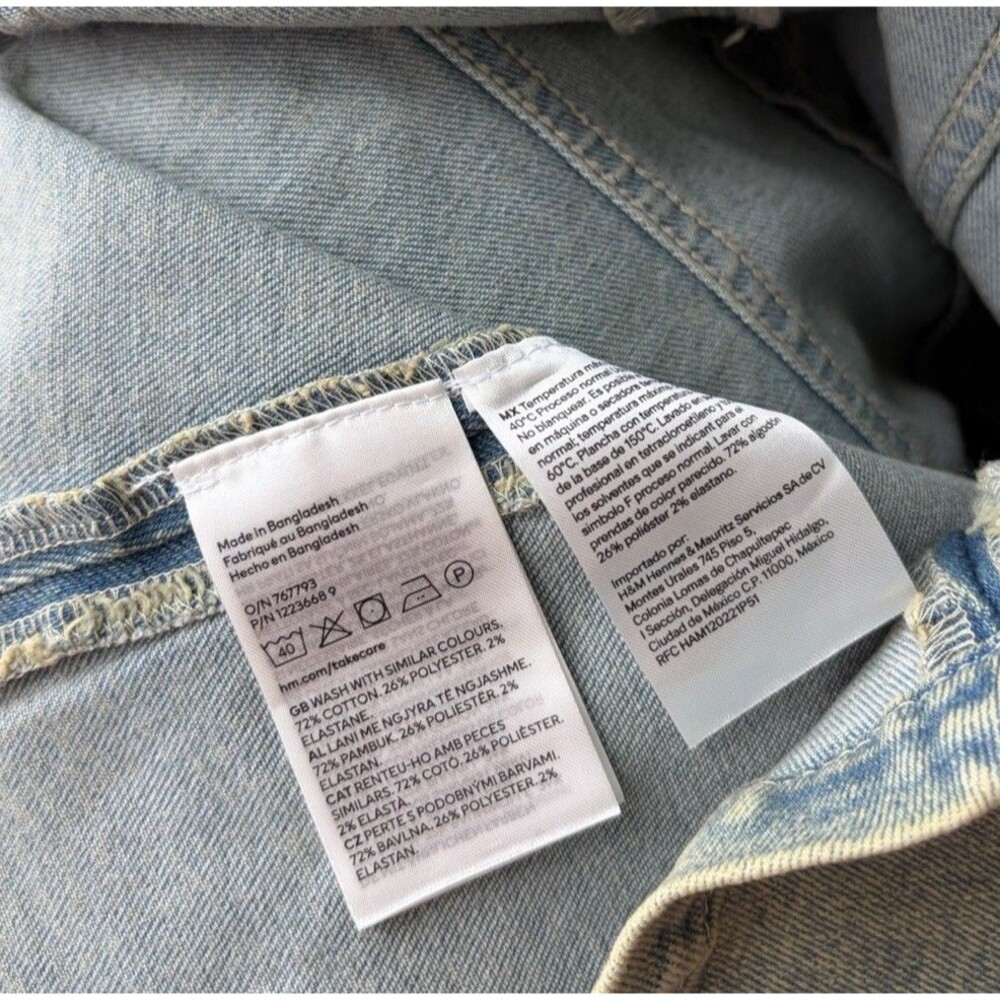 H&M Divided Denim Bandeau Tube Top Corset Style Button Up Light Wash Size S - Picture 6 of 6